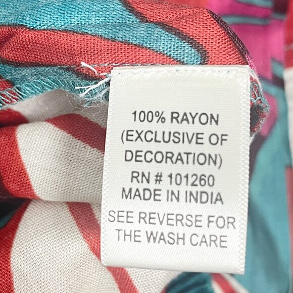 True Destinations Resort Wear Teal Pink Floral Flare Pants Small - Picture 6 of 6